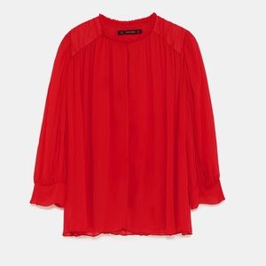 ZARA NWT RED CHIFFON SHIRT